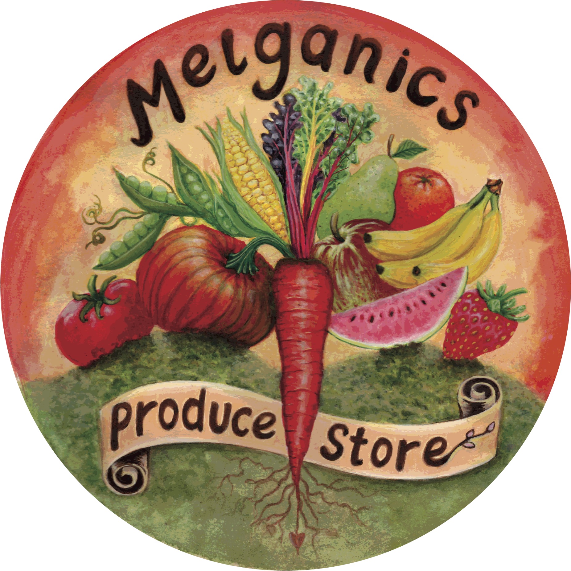 Melganics Produce Store Logo